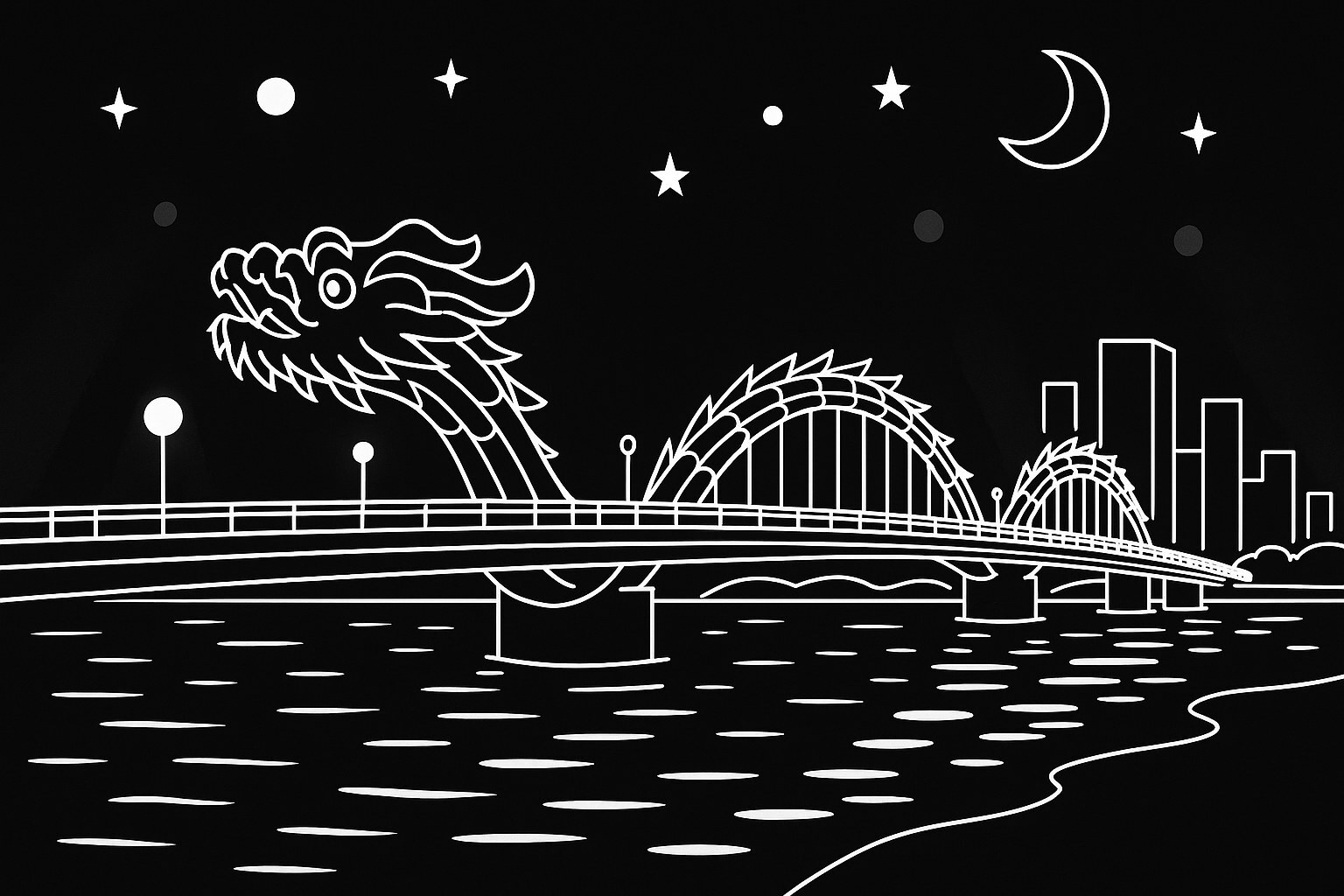 Da Nang Dragon Bridge at Night