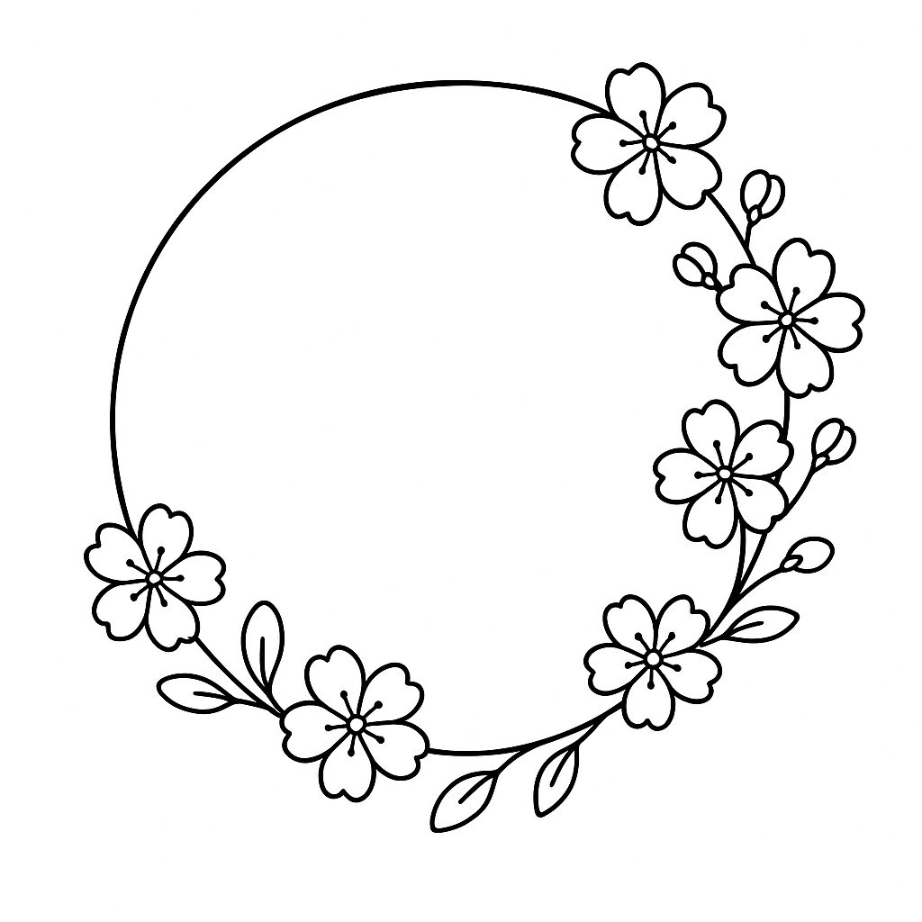 Peach Blossom Circle Frame Style