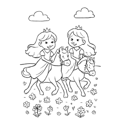 Adorable Twin Princess Coloring Pages for Kids 2026