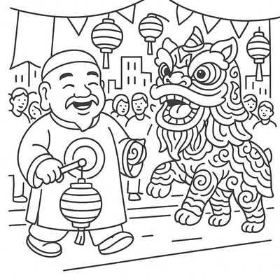 Best Ông Địa Lion Dance Coloring Pages for Kids 2026