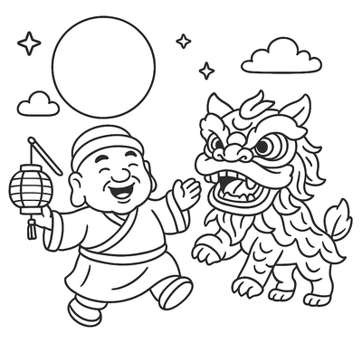 Best Ông Địa Lion Dance Coloring Pages for Kids 2026