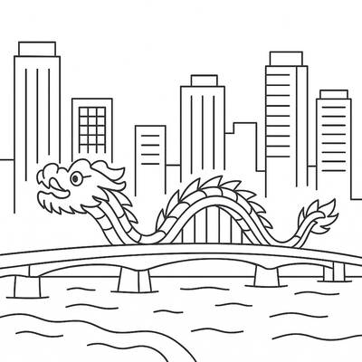 Dragon Bridge (Da Nang) Coloring Pages for Kids to Inspire Creativity 2026