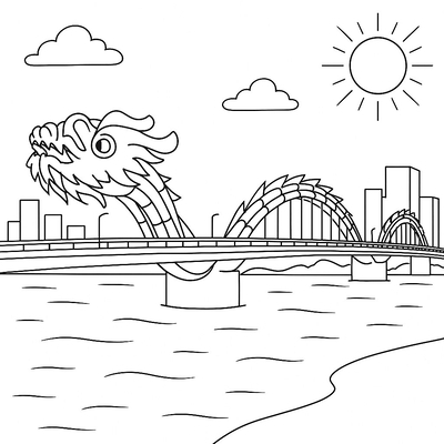 Dragon Bridge (Da Nang) Coloring Pages for Kids to Inspire Creativity 2026