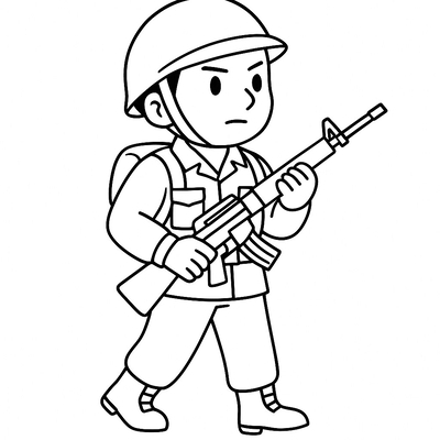 Soldier With a Rifle Coloring Pages for Kids 2026