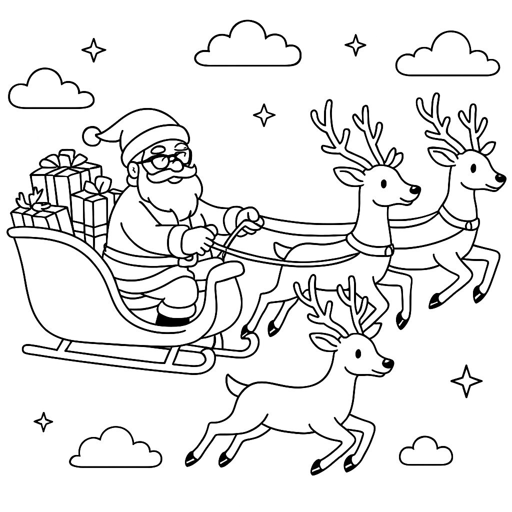 Santa Claus Riding a Reindeer