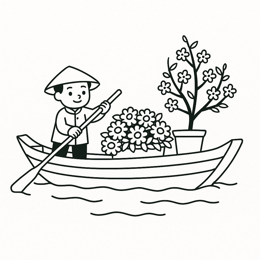 Boat Carrying Tet Flowers