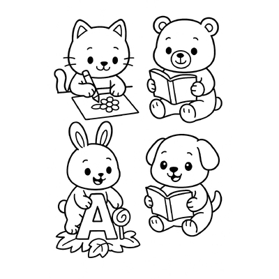 Cute Animal Coloring Practice Pages for Kids 2026