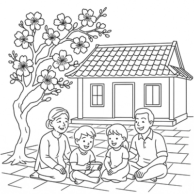 Tet Apricot Blossom Coloring Pages for Kids – Creative Fun 2026