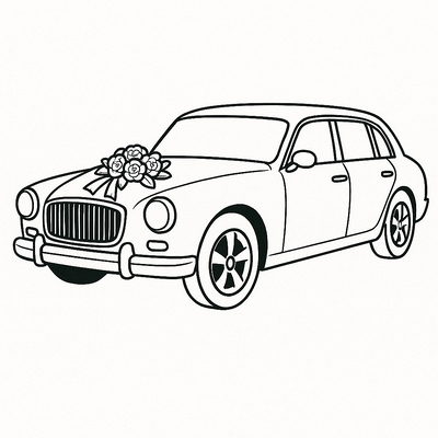 White 4-Seat Car Coloring Pages for Kids 2026