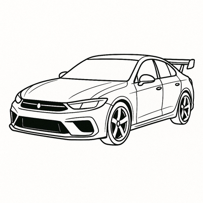 White 4-Seat Car Coloring Pages for Kids 2026