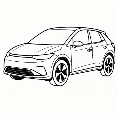 White 4-Seat Car Coloring Pages for Kids 2026