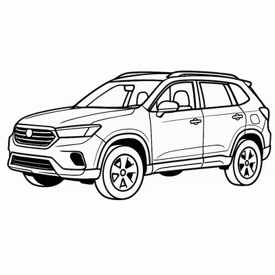White 4-Seat Car Coloring Pages for Kids 2026