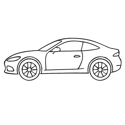 White 4-Seat Car Coloring Pages for Kids 2026
