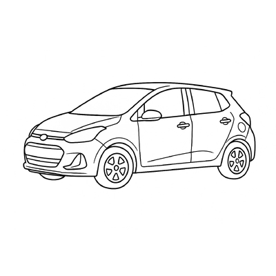 White 4-Seat Car Coloring Pages for Kids 2026