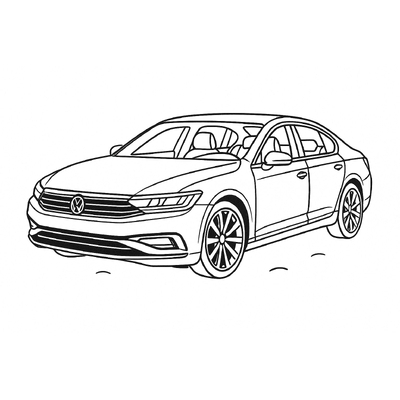 White 4-Seat Car Coloring Pages for Kids 2026