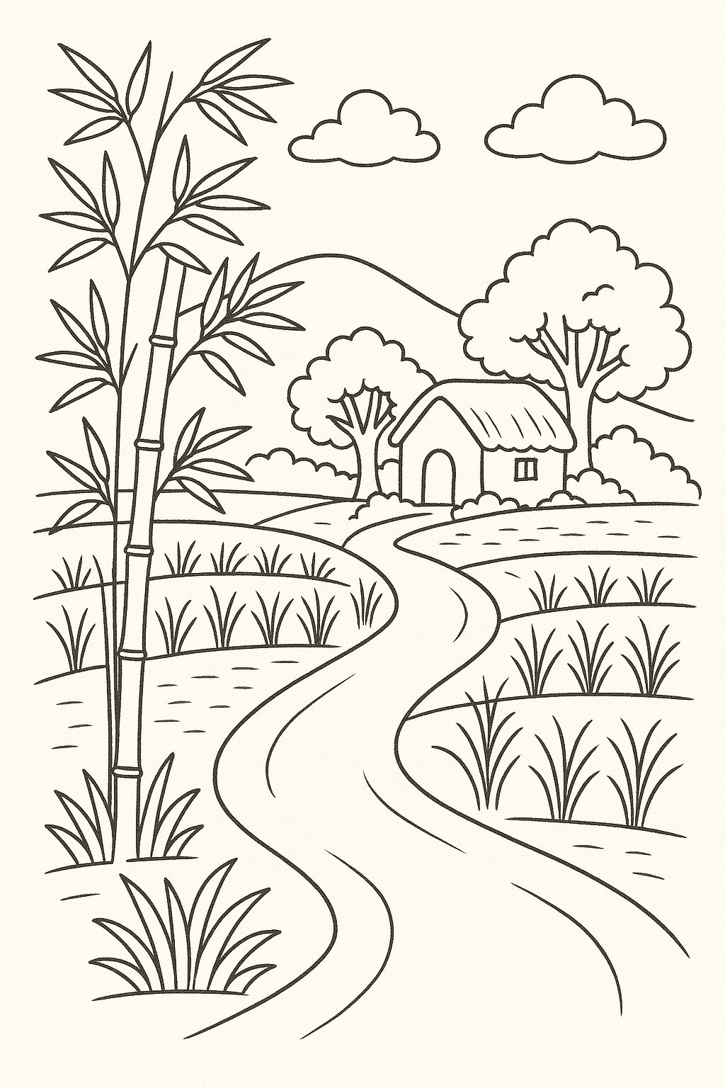 Countryside Landscape Coloring Art
