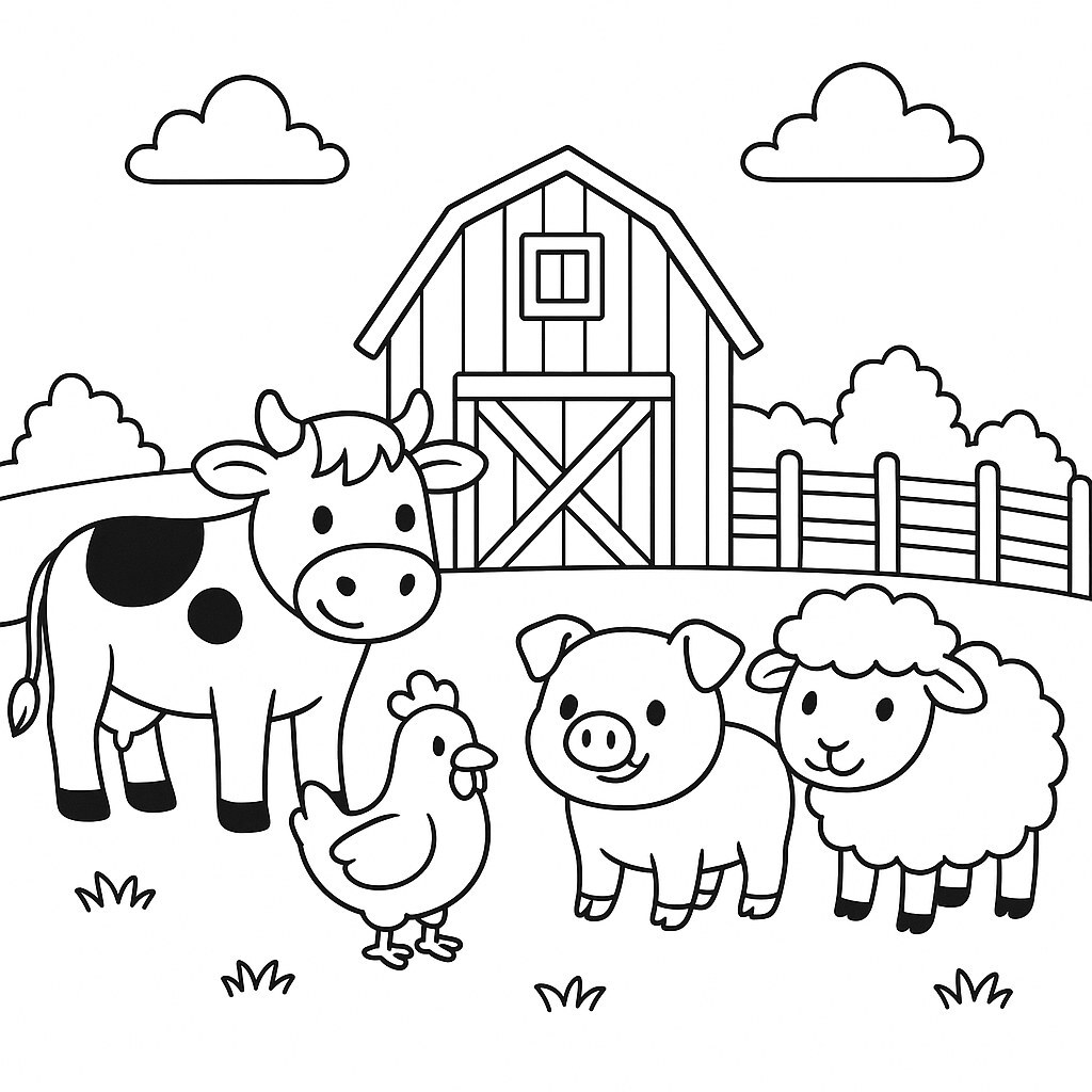 Kids' Farm Coloring Page