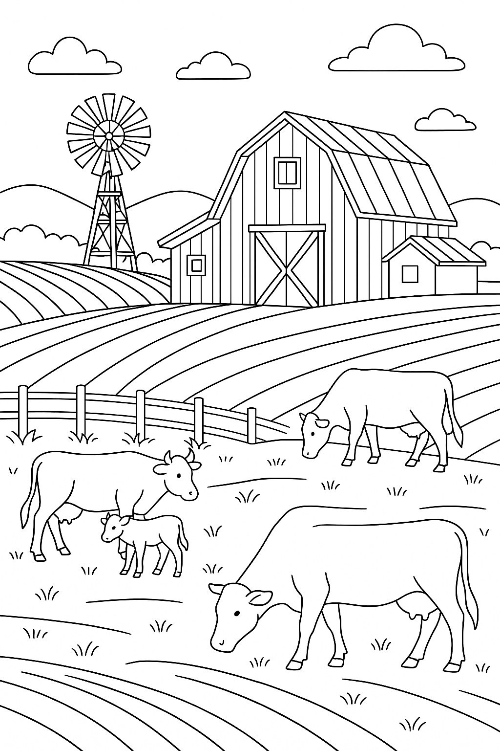 Classic Farm Coloring Page