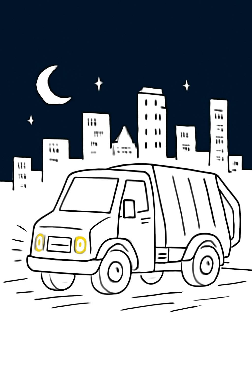 Nighttime Trash Truck