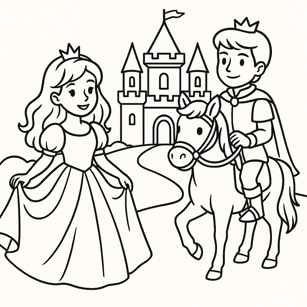 Pre-Drawn Princess and Prince Illustration