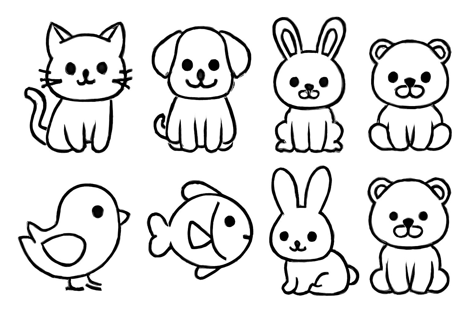 Pre-Drawn Cute Animals Illustration
