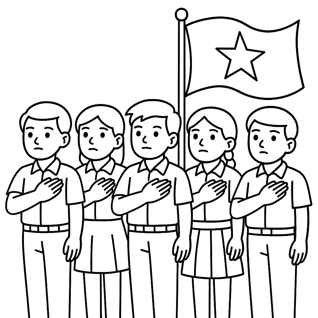 Students Saluting the Flag