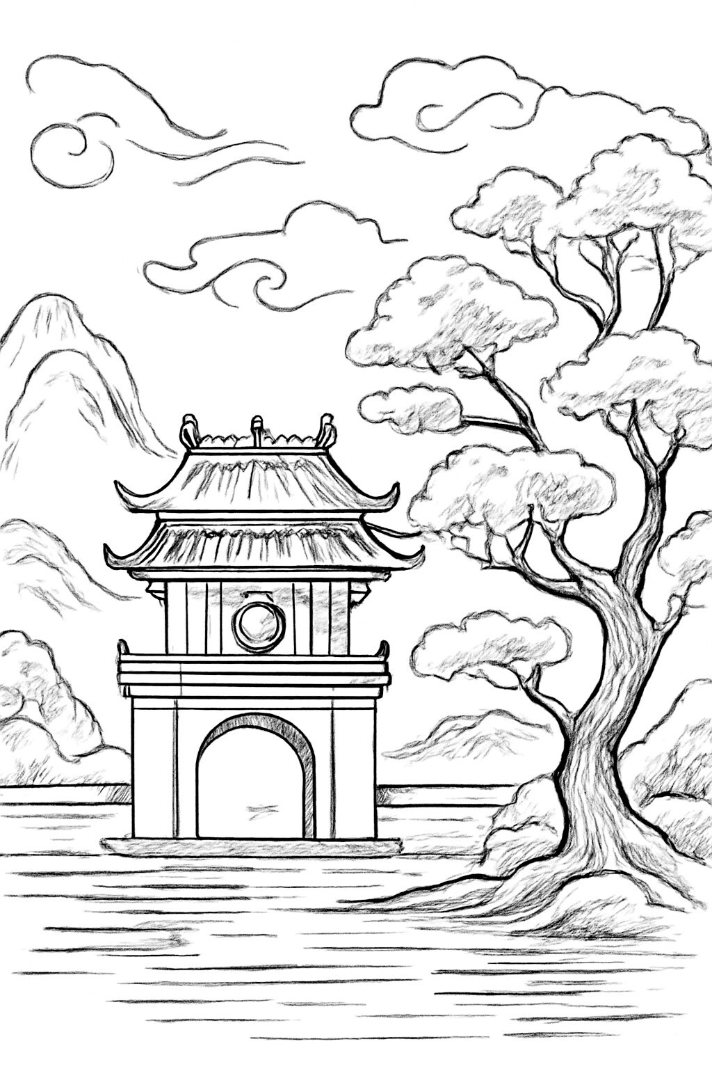 Literature Temple Landscape Painting