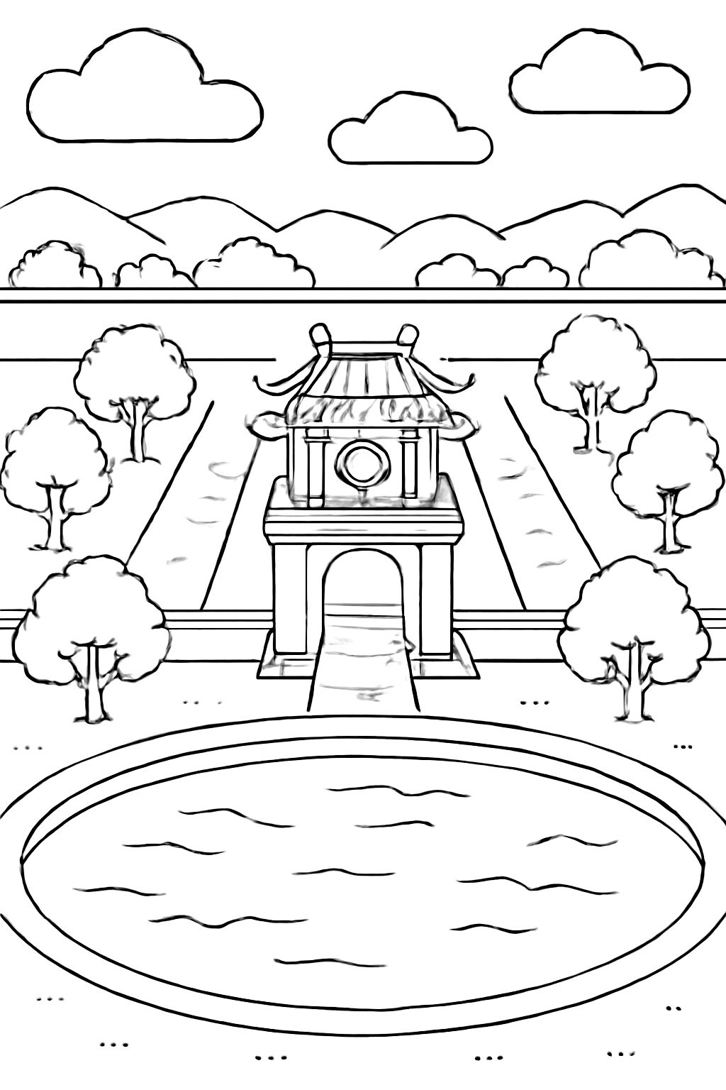 Temple of Literature Coloring Pages for Kids 2026 – Learn History Through Colors