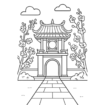 Temple of Literature Coloring Pages for Kids 2026 – Learn History Through Colors