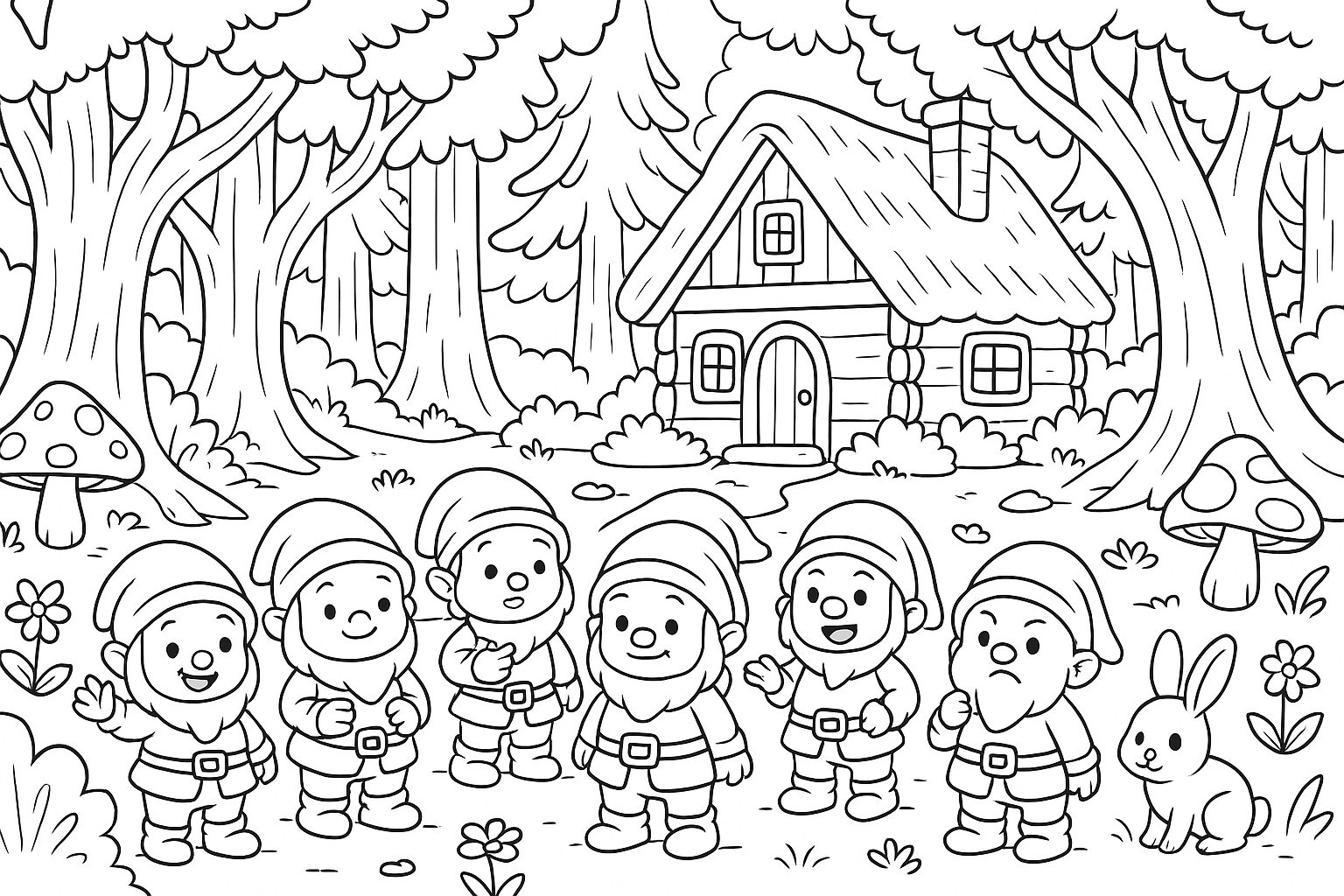 Fairy-Tale Forest Landscape Coloring Page