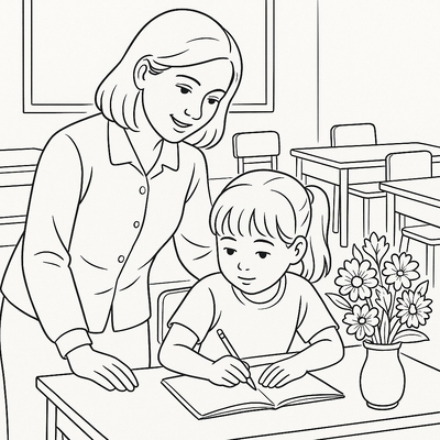 Best Coloring Pages of Kids Giving Flowers to Teachers 2026