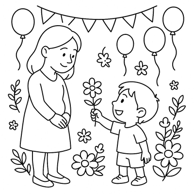 Best Coloring Pages of Kids Giving Flowers to Teachers 2026